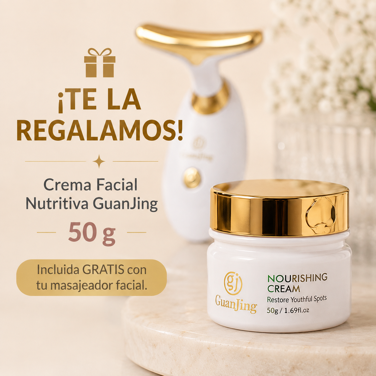 GlowLift Facial — Masajeador Facial + Crema Nutritiva de Regalo